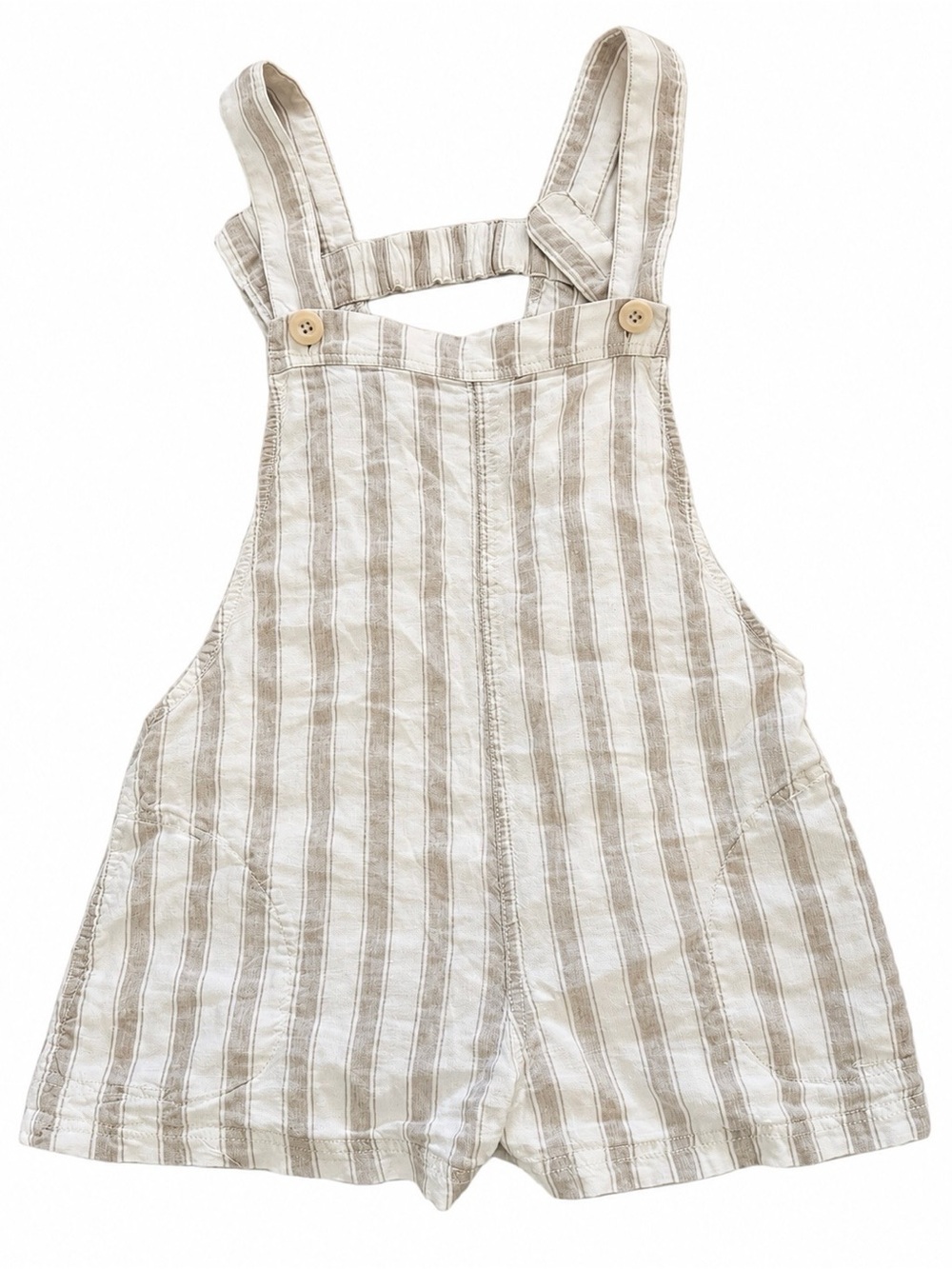 Free People Beige and White Striped womens Overalls Shorts